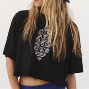 FREE PEOPLE Tempo Cropped Logo Boyfriend Tee XS